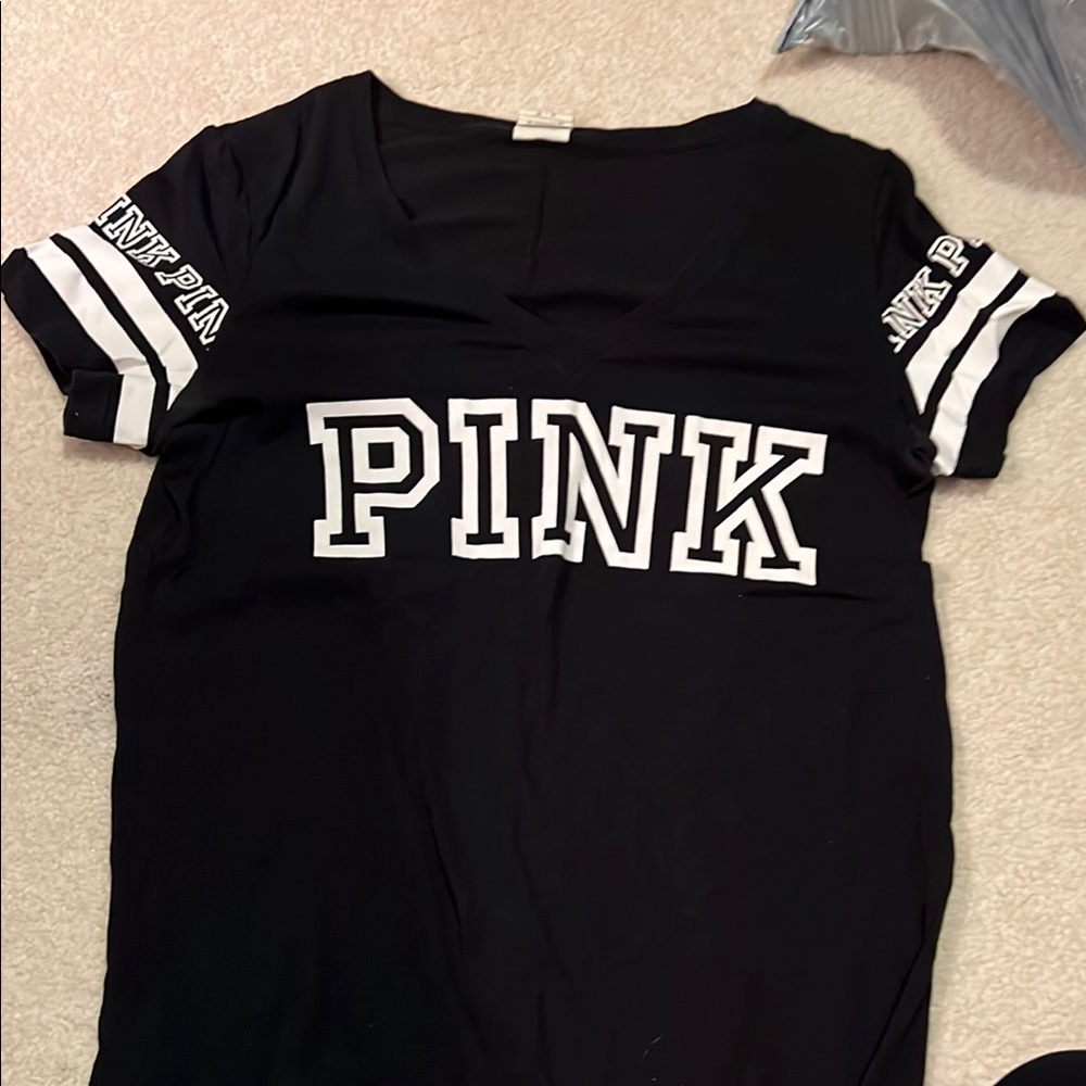PINK Victoria's Secret Black V-Neck Women's Top